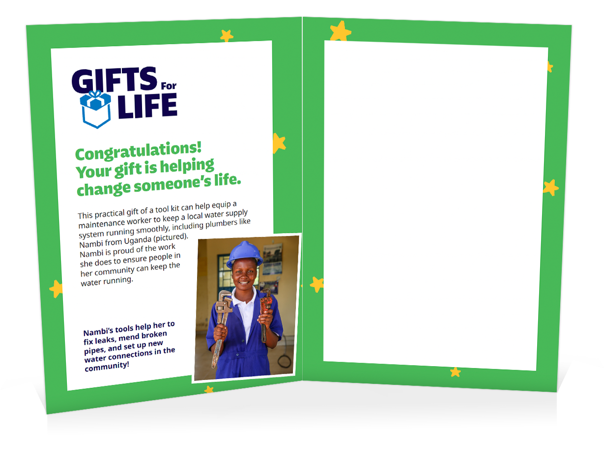 You can help buy a water system tool kit (Christmas)