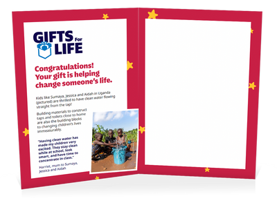 You can help buy materials to build water systems (Christmas)