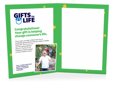 You can help provide water for a child (Christmas card)