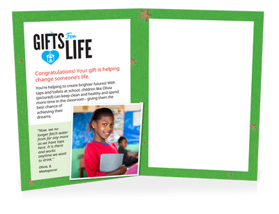 You can help bring clean water to a child at school (Christmas)