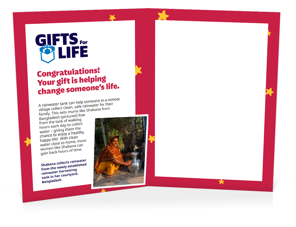 You can help buy a rainwater harvesting tank (Christmas)