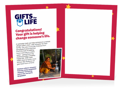 You can help buy a rainwater harvesting tank (Christmas)