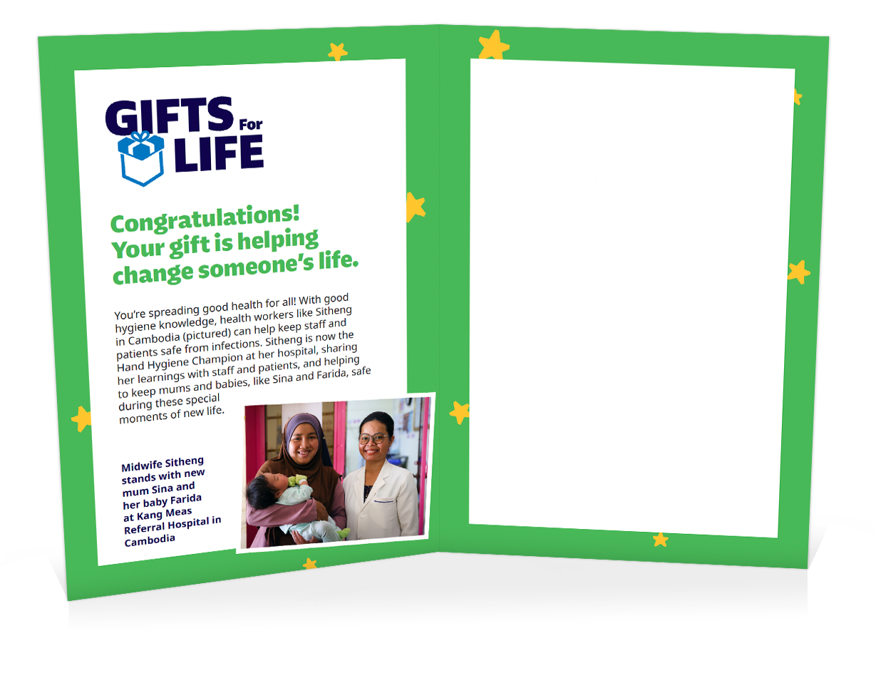 You can help train a health worker on good hygiene practices (Christmas)