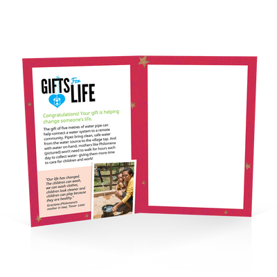 $18 can help pipe water to a village (Christmas card)