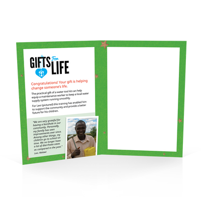 $50 can buy a water system tool kit (Christmas card)