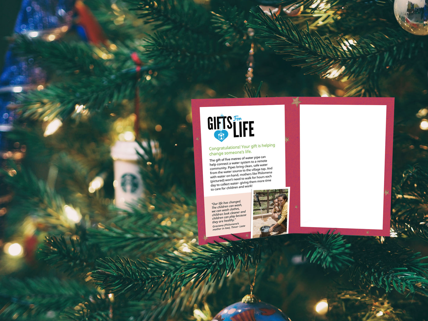 $18 can help pipe water to a village (Christmas card)